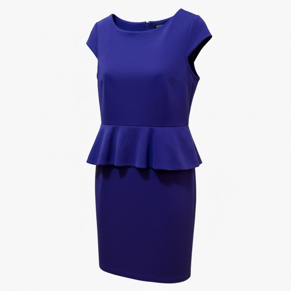 Cap Sleeve Peplum Sheath Dress - Blue